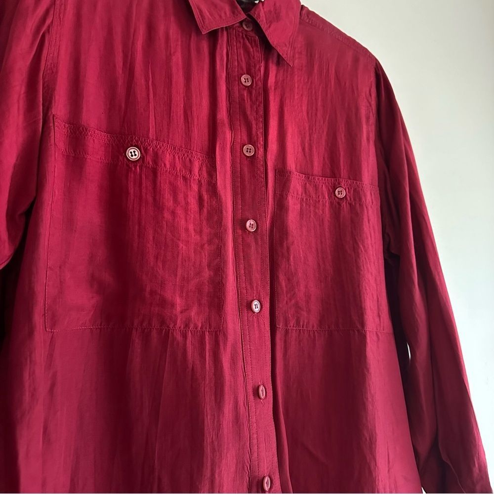 Vintage 100% Silk Button Down Shirt - Picture 5 of 9